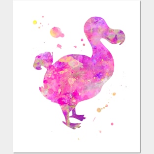 Pink Dodo Watercolor Painting Posters and Art